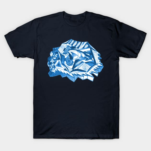 Blue Abstract Drawing T-Shirt by RaizePeace